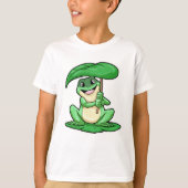 Frosch auf Leaf mit Schirm T-Shirt (Vorderseite)