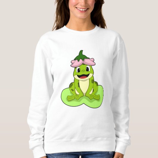 Frosch auf Leaf Sweatshirt (Vorderseite)