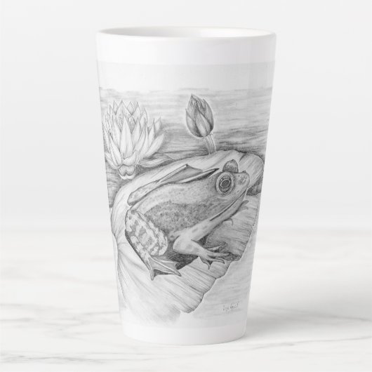 Frosch auf Lily Pad Latte Tasse (Vorderseite)