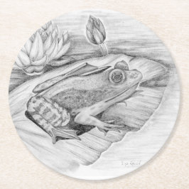 Frosch auf Lily Pad Runder Pappuntersetzer