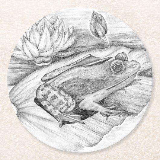 Frosch auf Lily Pad Runder Pappuntersetzer (Vorderseite)
