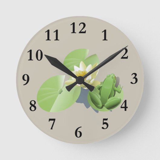 Frosch auf Lilypad-Uhr Runde Wanduhr (Vorderseite)