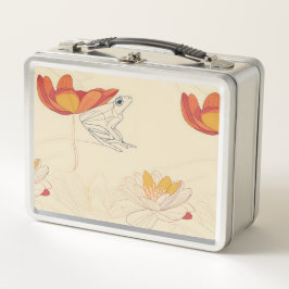 Frosch auf Lotus Metall Brotdose