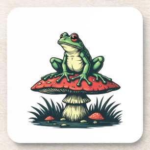 Frosch auf Mushroom Cottagecore Forest Magic Fungi Getränkeuntersetzer