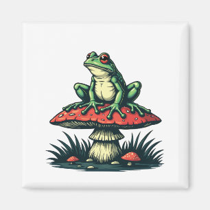 Frosch auf Mushroom Cottagecore Forest Magic Fungi Magnet