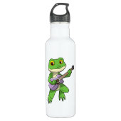 Frosch auf Musik mit Gitarre Edelstahlflasche (Vorderseite)