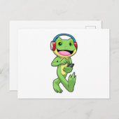 Frosch auf Musik mit Kopfhörer Postkarte (Vorne/Hinten)