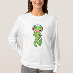 Frosch auf Musik mit Kopfhörer T-Shirt