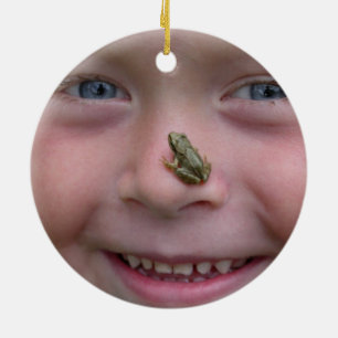 Frosch auf Nase Keramik Ornament