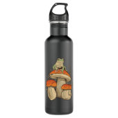 Frosch auf Pilz Edelstahlflasche (Vorderseite)
