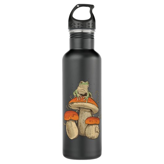 Frosch auf Pilz Edelstahlflasche (Vorderseite)