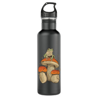 Frosch auf Pilz Edelstahlflasche