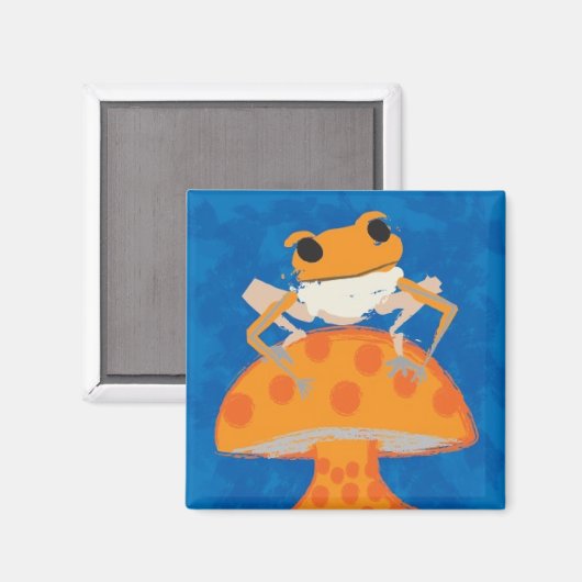 Frosch auf Pilz Magnet (Vorderseite/Rückseite)