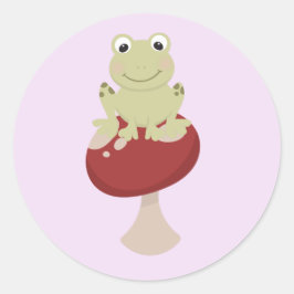 Frosch auf Pilz Runder Aufkleber
