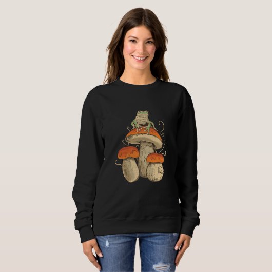 Frosch auf Pilz Sweatshirt (Vorne ganz)