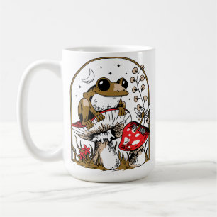 Frosch auf Pilz unter Mondlicht Himmel Kaffeetasse