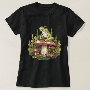 Frosch auf Pilzen Cottagecore T-Shirt