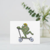 Frosch auf Scooter Postkarte (Stehend Vorderseite)