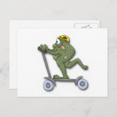 Frosch auf Scooter Postkarte (Vorne/Hinten)
