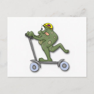 Frosch auf Scooter Postkarte