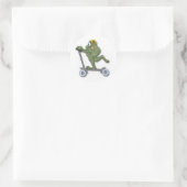 Frosch auf Scooter Runder Aufkleber (Tasche)