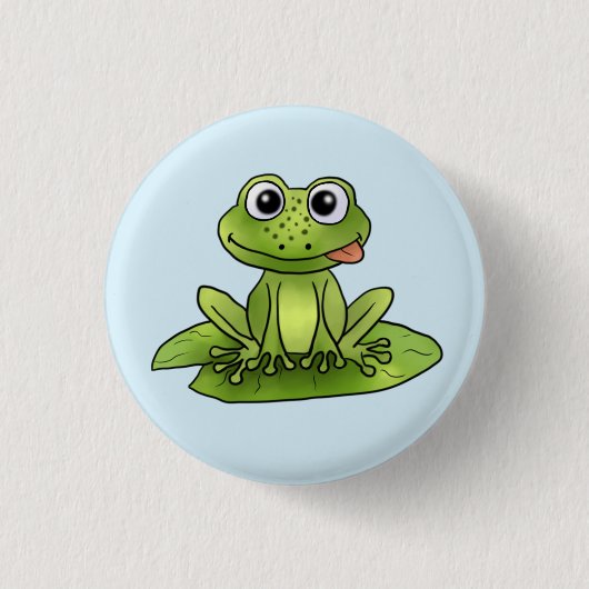 Frosch auf Seerose Button (Vorderseite)