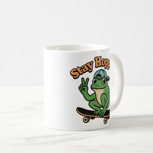 Frosch auf Skateboard Kaffeetasse (VorderseiteRechts)