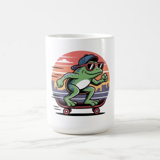 Frosch auf Skateboard Kaffeetasse (Mittel)