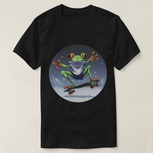Frosch auf Skateboard Wasserfarbe T-Shirt (Design vorne)