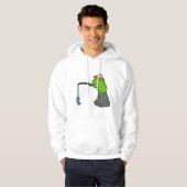 Frosch auf Stein beim Angeln mit Angelrute & Fisch Hoodie (Vorne ganz)