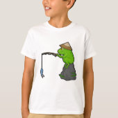Frosch auf Stein beim Angeln mit Angelrute & Fisch T-Shirt (Vorderseite)