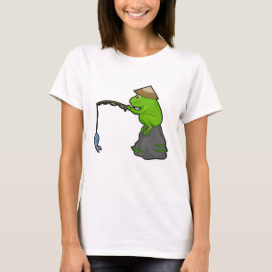 Frosch auf Stein beim Angeln mit Angelrute & Fisch T-Shirt