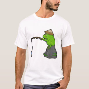Frosch auf Stein beim Angeln mit Angelrute & Fisch T-Shirt