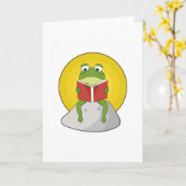 Frosch auf Stein mit Buch Karte (Gelbe Blume)