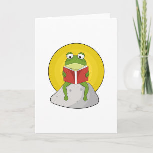 Frosch auf Stein mit Buch Karte