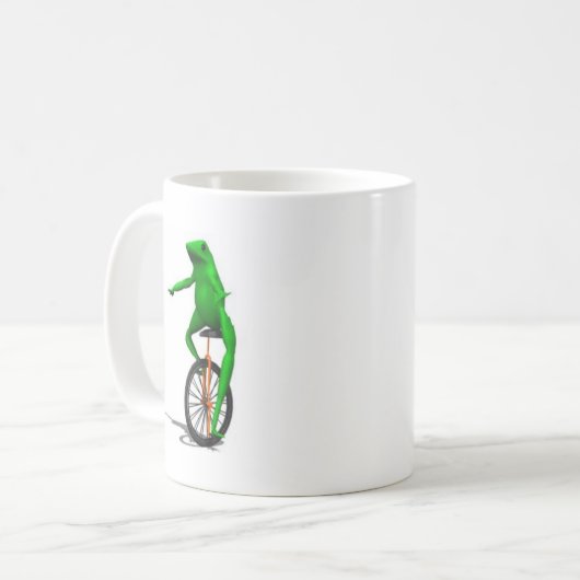 Frosch auf Unicycle Meme Kaffeetasse (Vorderseite Links)