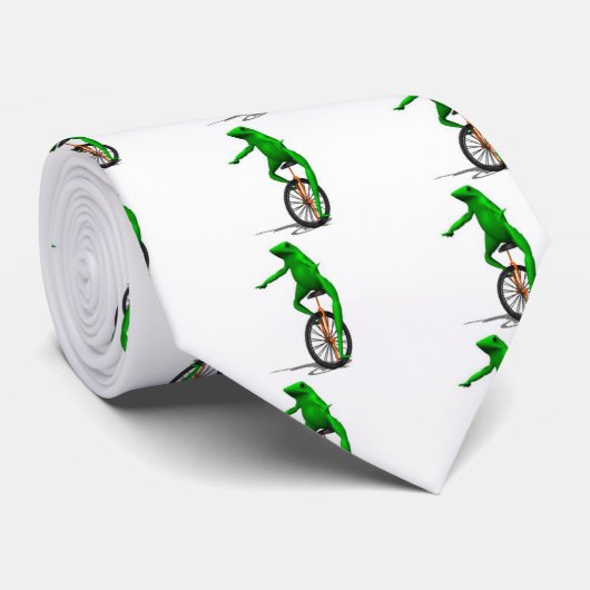 Frosch auf Unicycle Meme Krawatte (Gerollt)