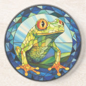 Frosch aus gesüßtem Glas Getränkeuntersetzer (Vorne)