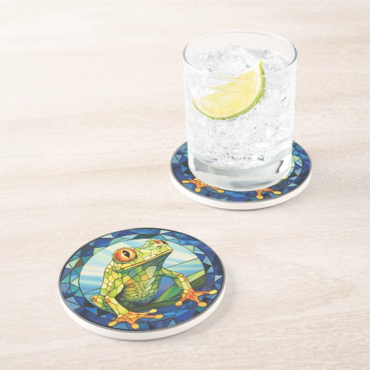 Frosch aus gesüßtem Glas Getränkeuntersetzer (Seite)