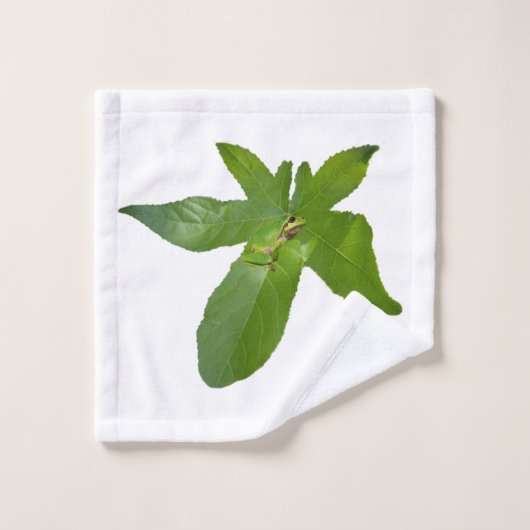 Frosch aus grünem Traubenblättern, Badetücher Set (Waschlappen)
