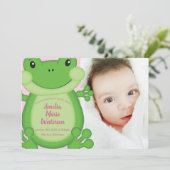 Frosch Baby Dusche Pink Einladung (Stehend Vorderseite)