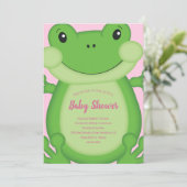 Frosch Baby Dusche Pink Einladung (Stehend Vorderseite)