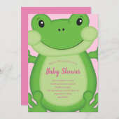 Frosch Baby Dusche Pink Einladung (Vorne/Hinten)