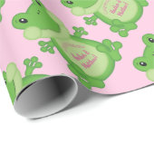 Frosch Baby Dusche Pink Geschenkpapier (Rolleneckpunkt)