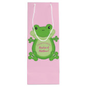 Frosch Baby Dusche Pink Geschenktüte Für Weinflaschen (Rückseite)