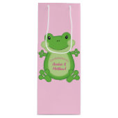 Frosch Baby Dusche Pink Geschenktüte Für Weinflaschen (Vorderseite)