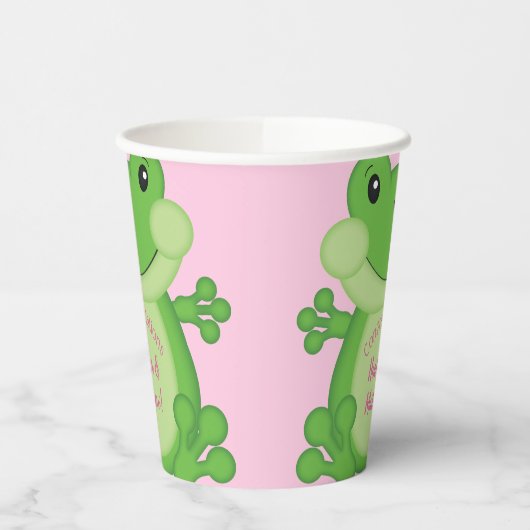 Frosch Baby Dusche Pink Pappbecher (Links)