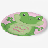 Frosch Baby Dusche Pink Pappteller (Schrägansicht)