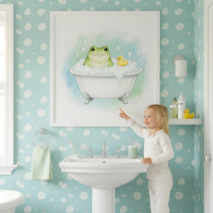 Frosch-Badezeit-Spaß Kinder-Badezimmer-Wandkunst Poster