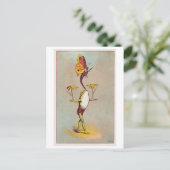 Frosch Balancing Blume und Schmetterling Vintag Postkarte (Stehend Vorderseite)